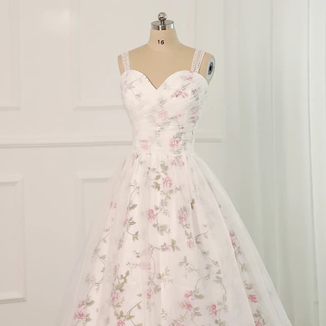 Floral Print Wedding Dress Plus Size Sleeveless Sweetheart Pleats Beading Sequins Robe Mariee Flower Wedding Dresses