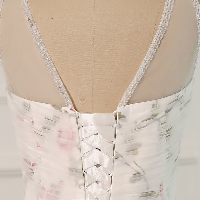 Floral Print Wedding Dress Plus Size Sleeveless Sweetheart Pleats Beading Sequins Robe Mariee Flower Wedding Dresses