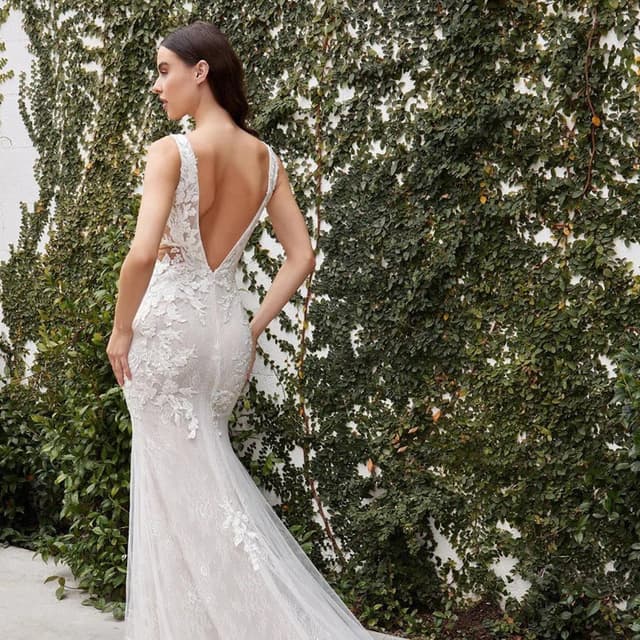 Boho Mermaid Wedding Dress Luxury V-Neck Regular Strap Lace Appliques Backless Court Train