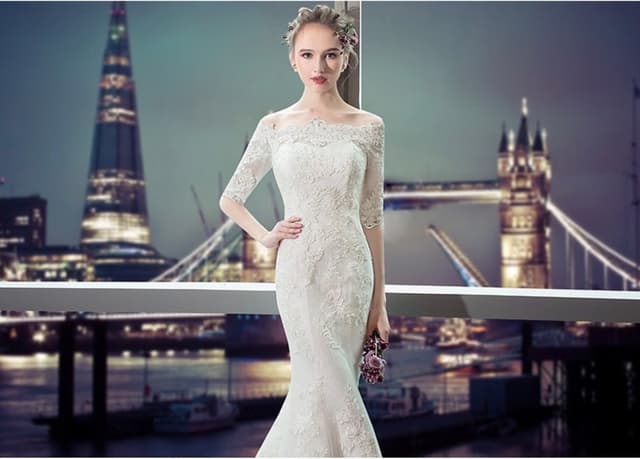 New French Style Mermaid Slim Long Train Wedding Dress