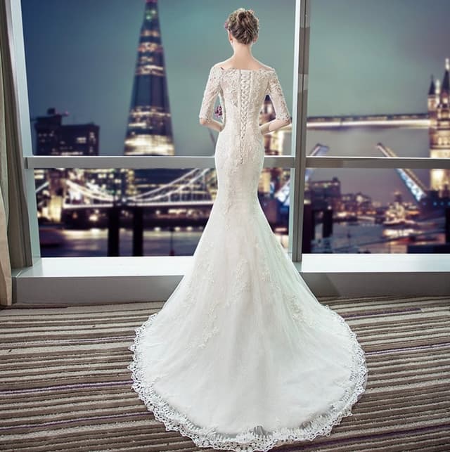 New French Style Mermaid Slim Long Train Wedding Dress