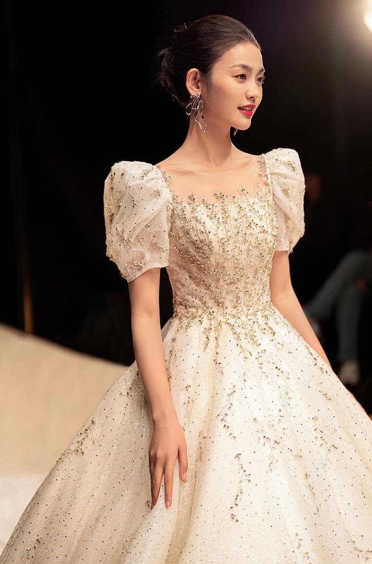 Wedtire Wedding Dress Small Train With Bow Luxury Long Sleeve Lace Handmade Mermaid Style No. Fairytale