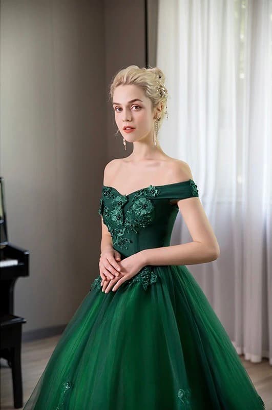 Green Quinceanera Dress Emerald Party Prom Off The Shoulder Ball Gown Wedding Dress