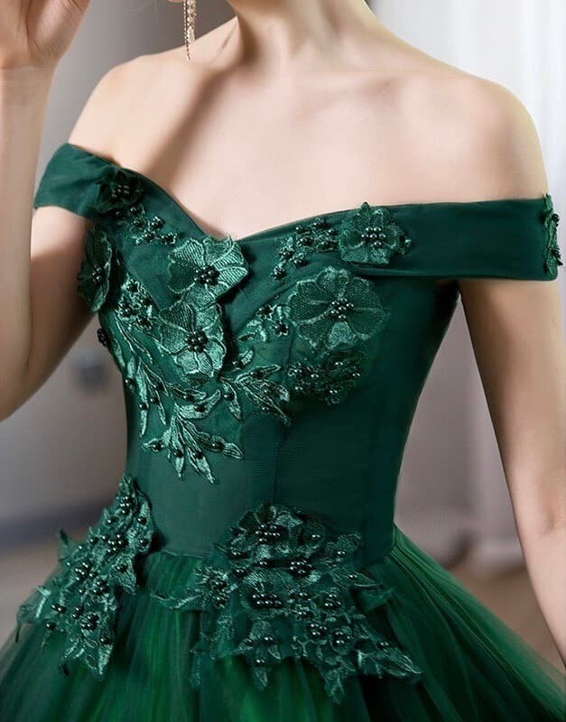 Green Quinceanera Dress Emerald Party Prom Off The Shoulder Ball Gown Wedding Dress