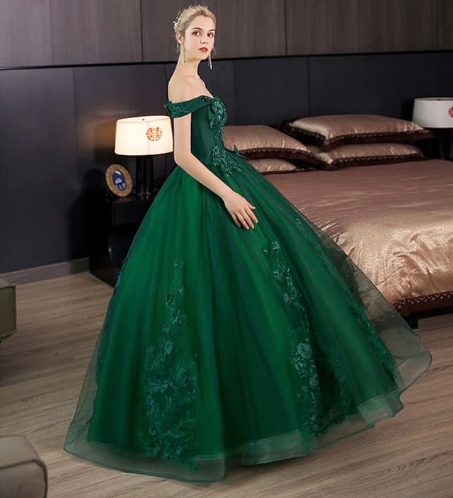 Green Quinceanera Dress Emerald Party Prom Off The Shoulder Ball Gown Wedding Dress