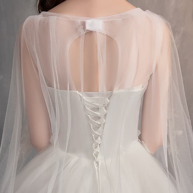 New Wedding Dress With Long Cap Lace Wedding Gown With Long Train Embroidery Princess Plus Szie Bridal Dress