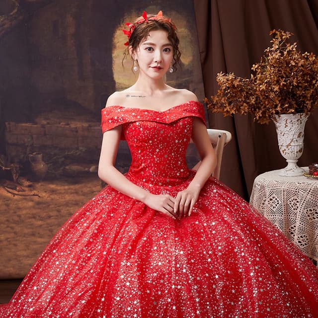 Star Pattern Wedding Dresses Off The Shoulder Floor Length Wedding Gowns Two Colors Simple Bride Dress