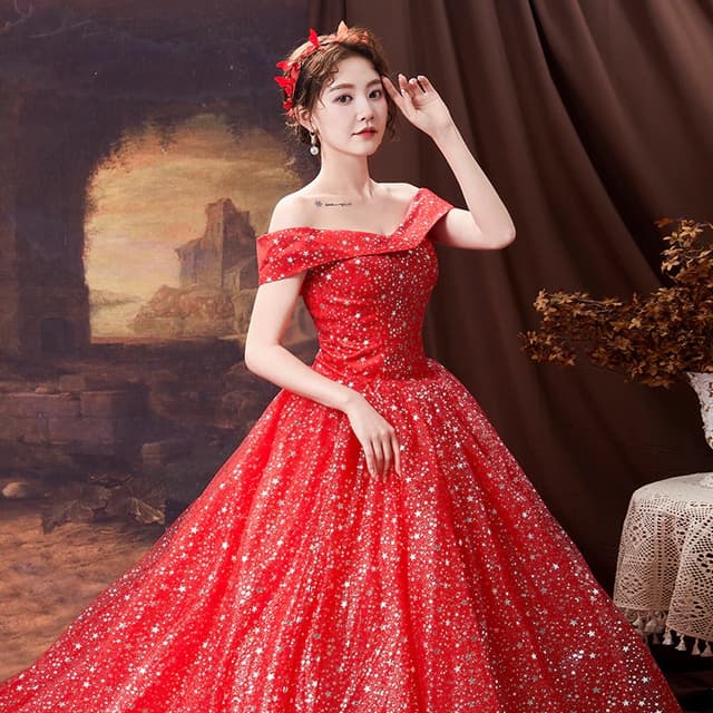 Star Pattern Wedding Dresses Off The Shoulder Floor Length Wedding Gowns Two Colors Simple Bride Dress