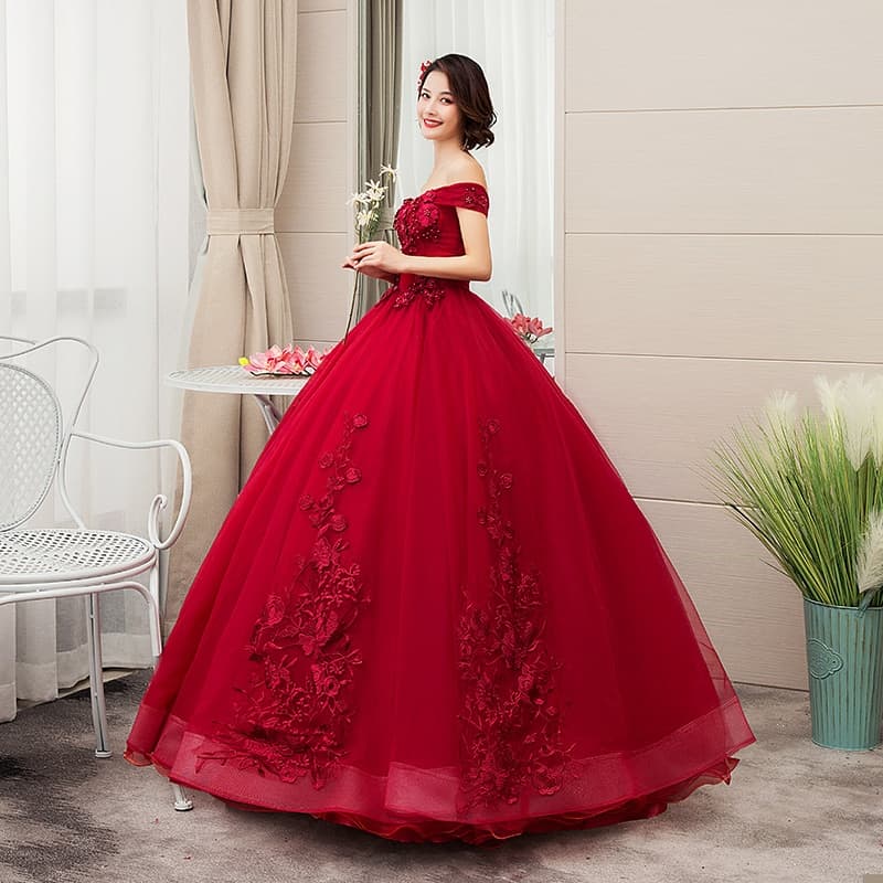 Burgundy Luxury Quinceanera Dresses Party Dress Off The Shoulder Ball Gown Sweet Prom Formal Vestido De Quinceanera