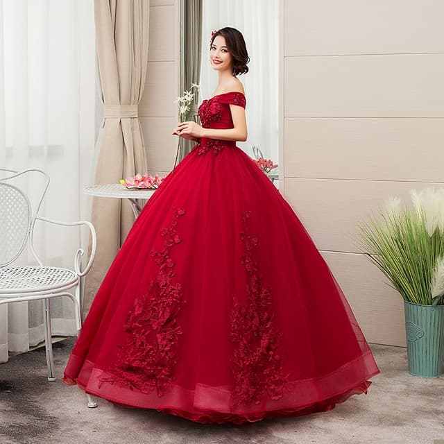 Burgundy Luxury Quinceanera Dresses Party Dress Off The Shoulder Ball Gown Sweet Prom Formal Vestido De Quinceanera