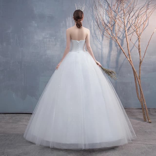 New Wedding Dresses Strapless Appliques Pearls Lace Fashion Wholesale Cheap Simple Bride Dress