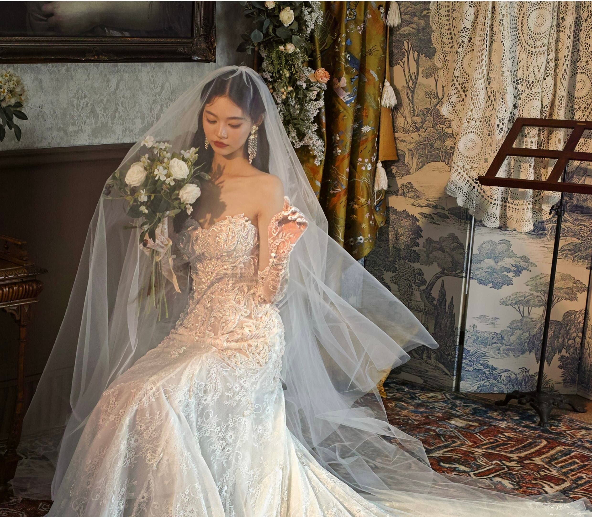 Wedtire Original Style No Illusion French style lace mermaid wedding gown