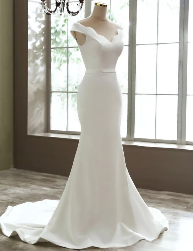 Elegant Sexy Simple Style Boat Neck Mermaid Wedding Dress Bride Gowns Marriage Dress