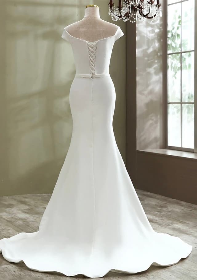 Elegant Sexy Simple Style Boat Neck Mermaid Wedding Dress Bride Gowns Marriage Dress