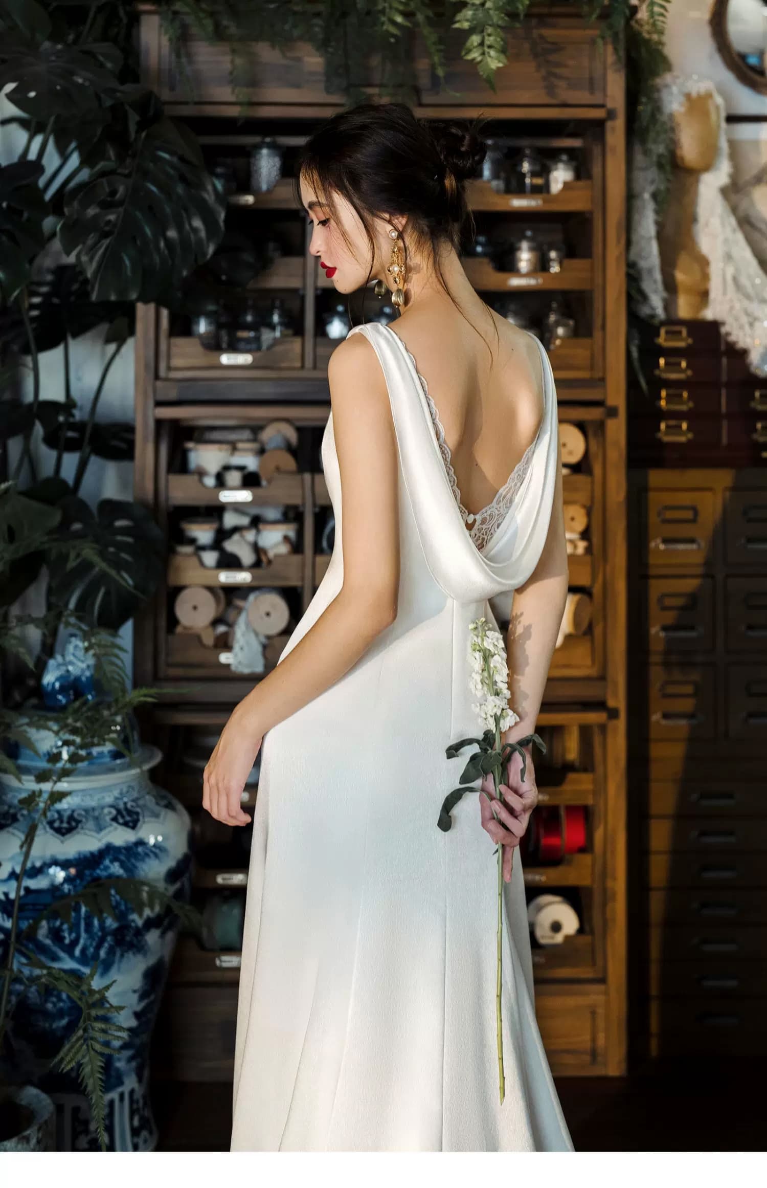 Wedtire Original Style No. Early Morning - Satin Mermaid Wedding Dress French-Style White Gown