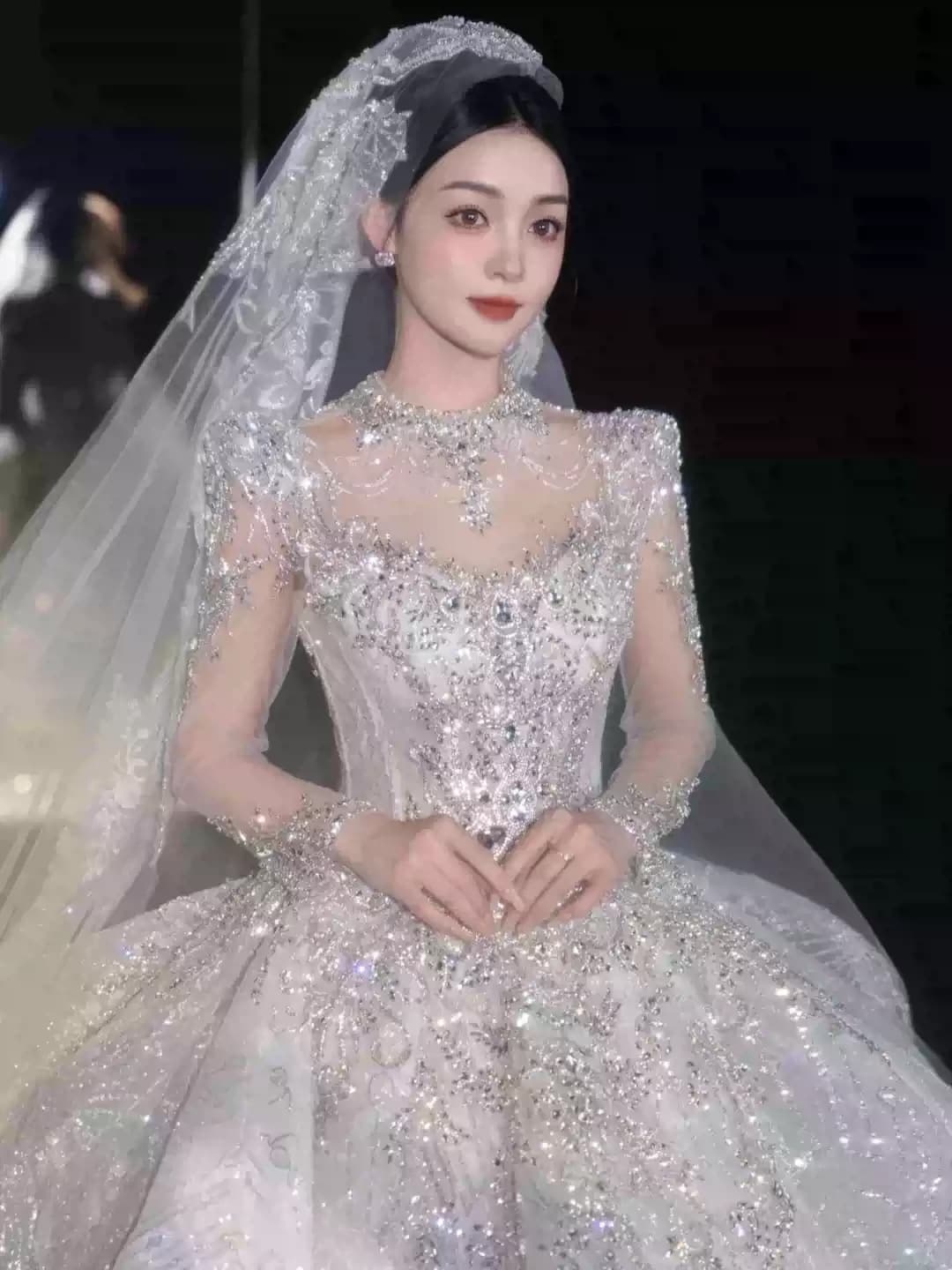 2026 New Spring Long Sleeve Wedding Dress French Vintage Style with Premium Texture